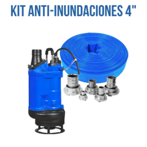 KIT ANTI-INUNDACIONES 4" - BOMBA SUMERGIBLE CON AGITADOR KBD43.7 | 5.0 HP | 380V - MANGUERA PLANA SIFLAT 4" - 4 BAR - ROLLO 25M