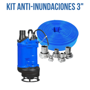 KIT ANTI-INUNDACIONES 3" - BOMBA SUMERGIBLE CON AGITADOR KBD33.7 | 5.0 HP | 380V - MANGUERA PLANA SIFLAT 3" - 4 BAR - ROLLO 25M
